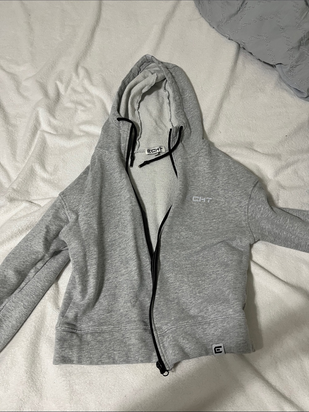 ECHT Light Grey Full-Zip Hooded Sweatshirt
